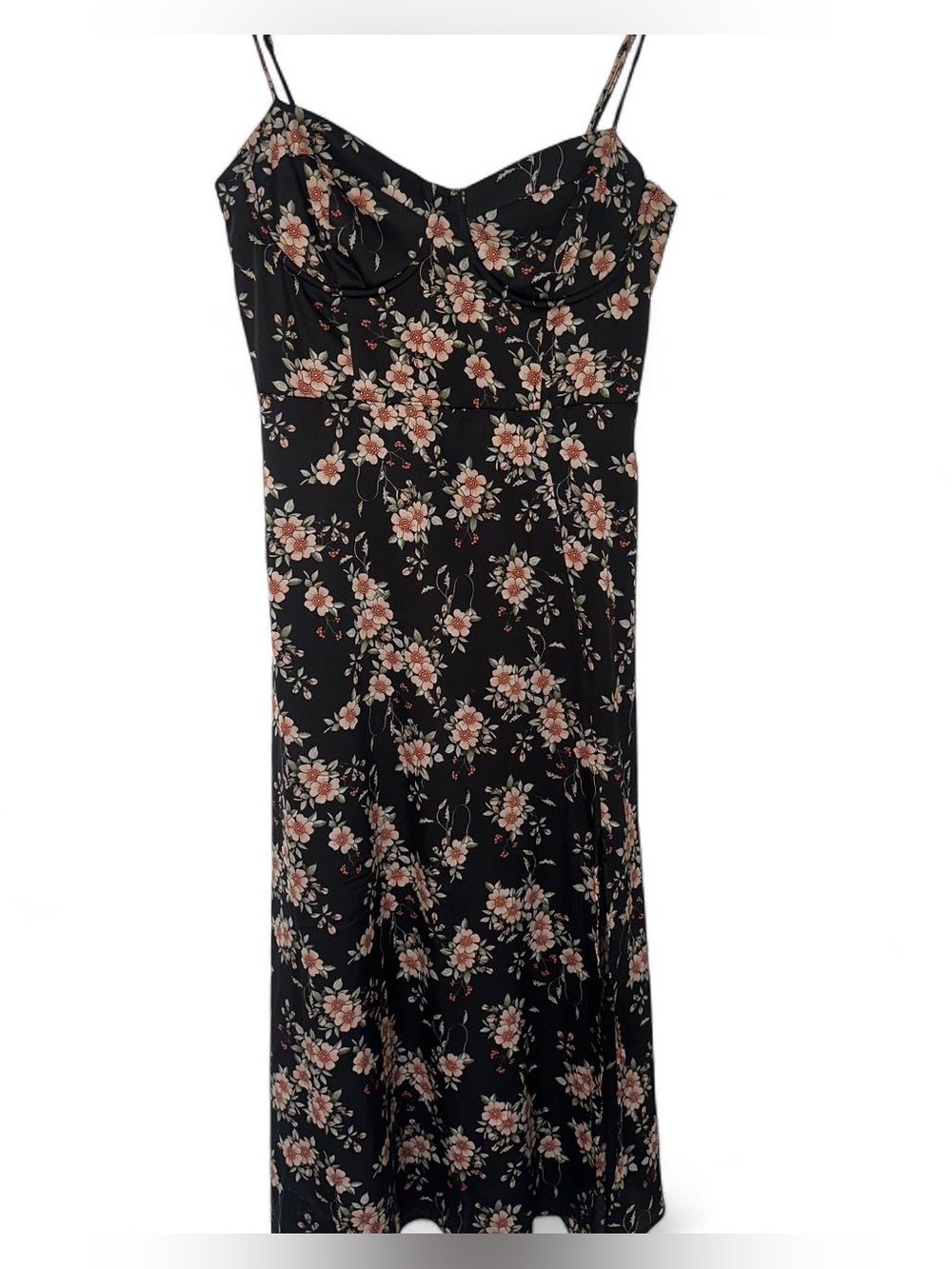 ASTR the Label Floral Slip Maxi Dress - Black with Pink Floral